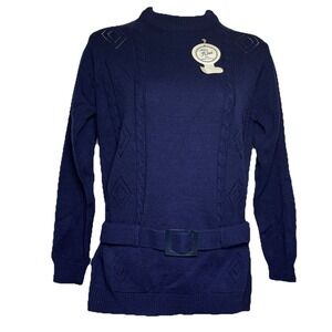 Vintage‎ Risa NWT Women's Size M 1950s Belted Blue Sweater